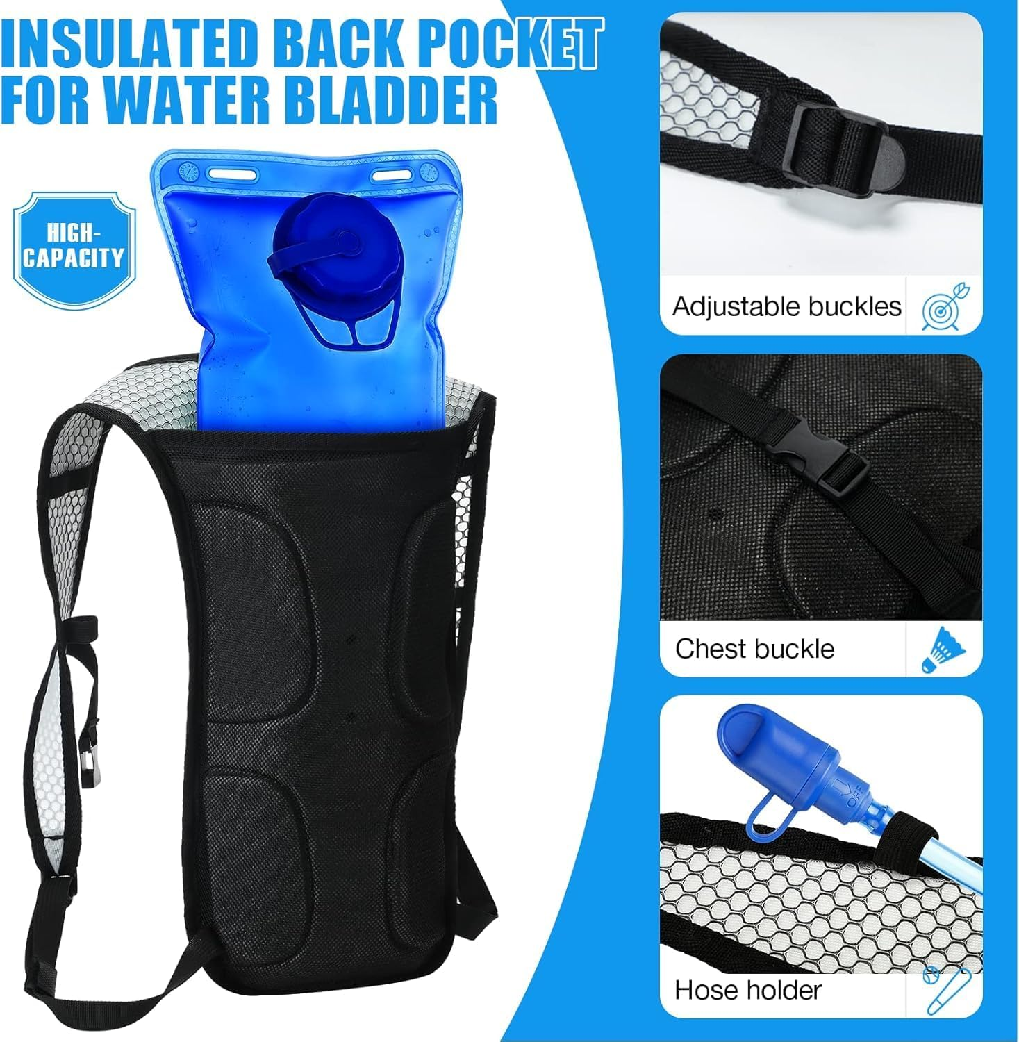 Running Vest, Running Hydration Vest Backpack with 2.0L Water Bladder Bag, Outdoor Sport Multifunctional Camping Backpack for Hiking Trail Running Cycling Race Marathon for Women Men image number 2