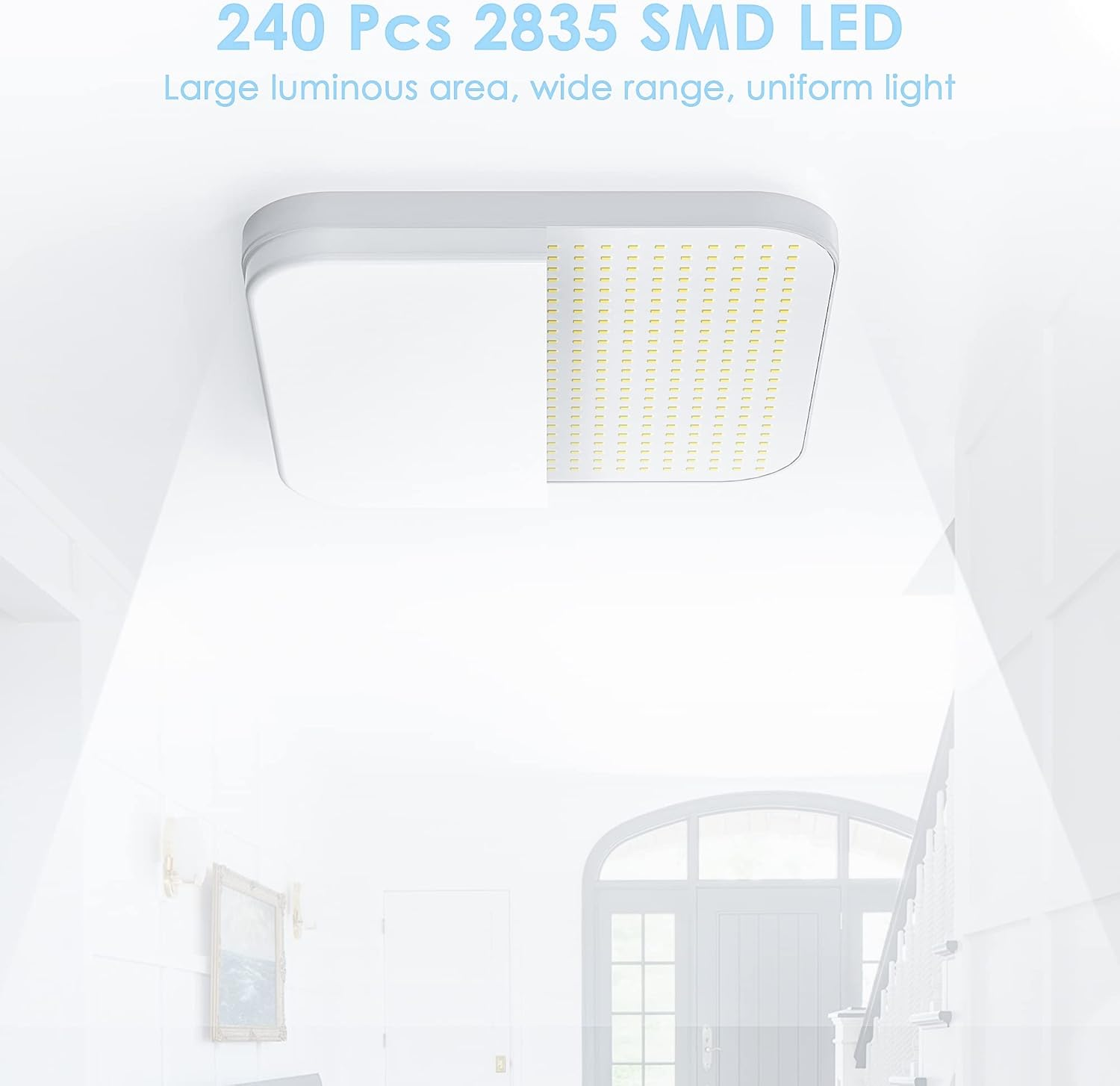 36W LED Square Ceiling Light 3240LM, 6500K Indoor Lighting, Modern Light Lamp for Bathroom, Living Room, Kitchen, Bedroom, Hallway, Dining Room, Balcony, Garage image number 4