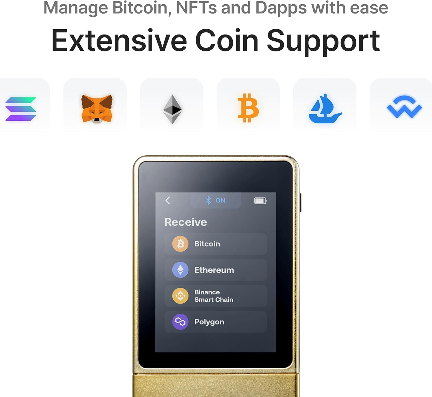 Secux Neogold - Crypto Wallet W/Intuitive Touchscreen, Bluetooth & USB-C, Manage Bitcoin, Ethereum, Nfts, Tokens, & Cryptocurrency with Military-Grade Security and User-Friendly Interface image number 4