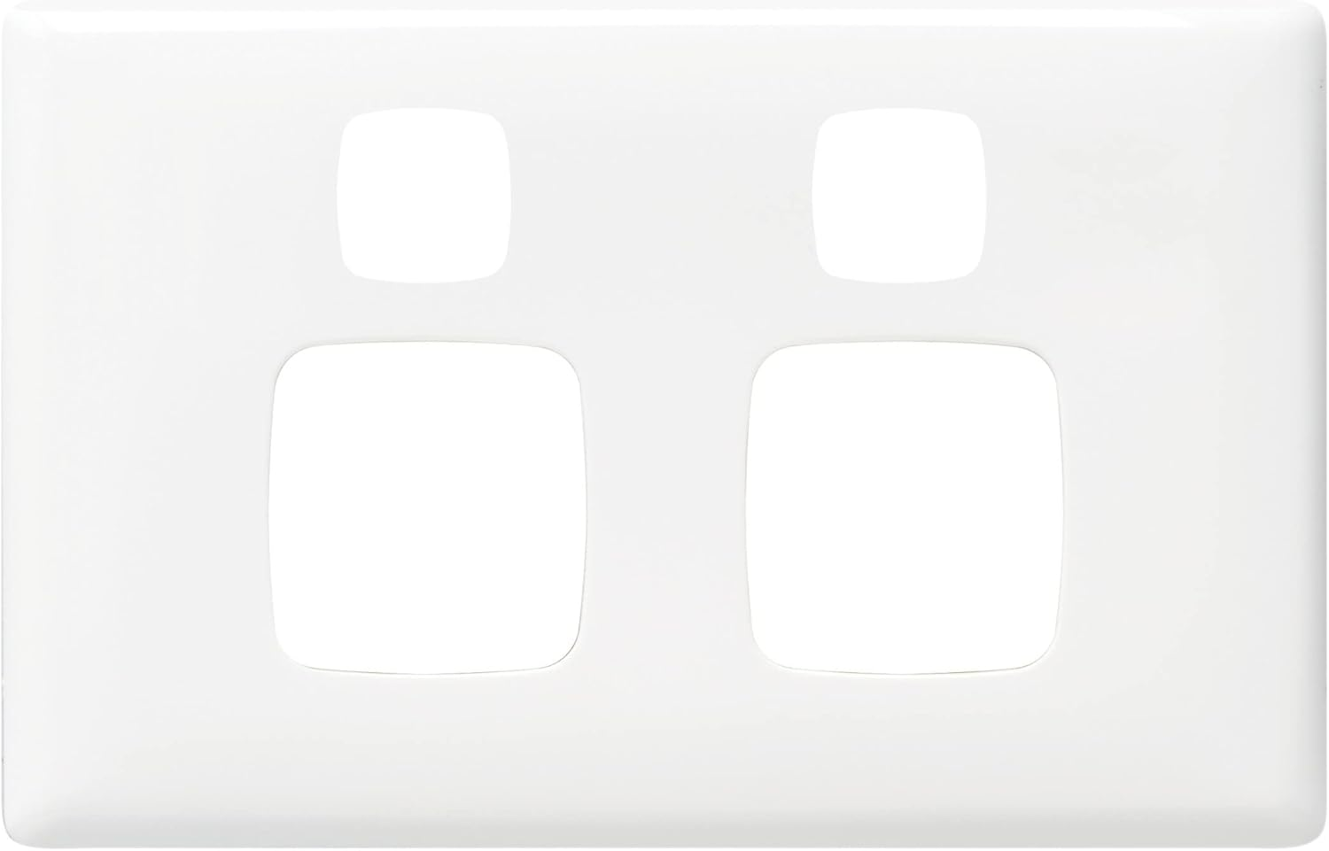 HPM Linea 2 Gang Double Powerpoint Horizontal Coverplate, White