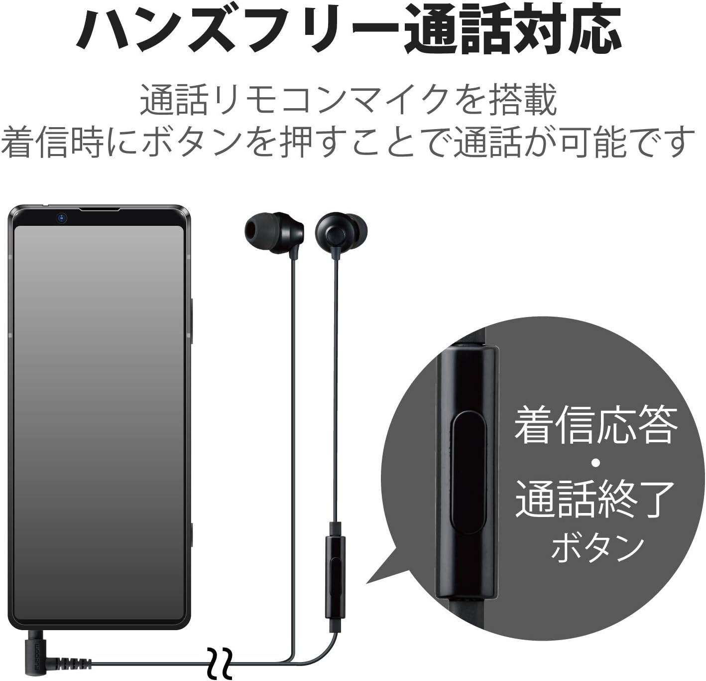 Elecom EHP-F12CMBK Stereo Earphones, In-Ear Type, Diameter 0.1 Inches (3.5 Mm), Microphone Included, Fast Music, F12C, &Phi;0.4 Inches (10.0 Mm), Black image number 4