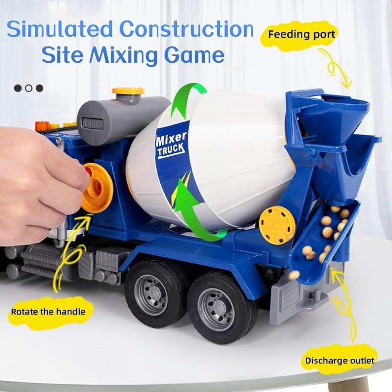 Cement Mixer Toy Truck for Boys,Large Construction Toys with Lights & Sounds,Mixer Car Toy Truck for Age 4-7 image number 6