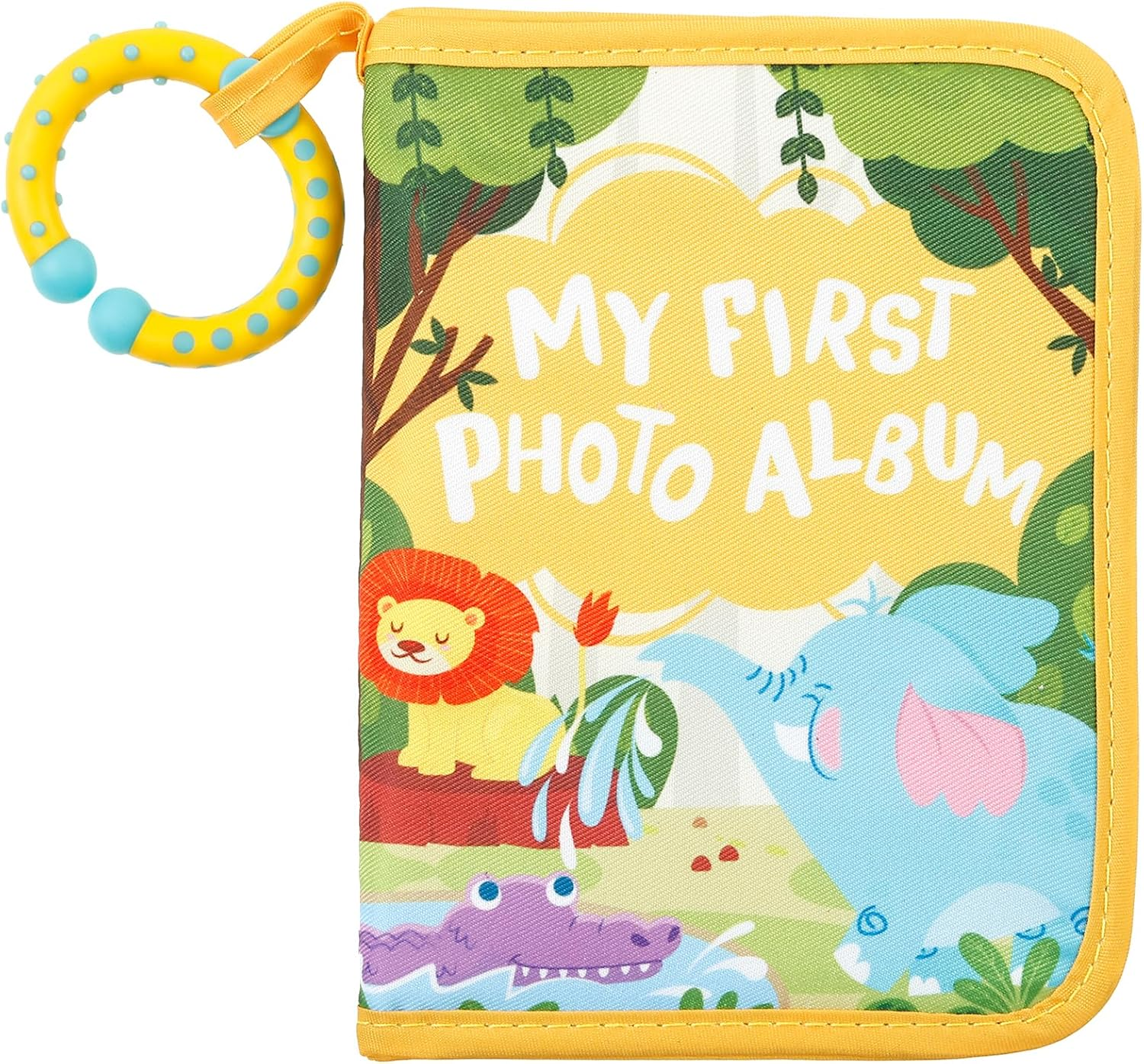 Baby Photo Album Decorative Toddler Photo Album with Safety Mirror and Hook Practical Soft Baby Book for Newborn Children (Yellow)