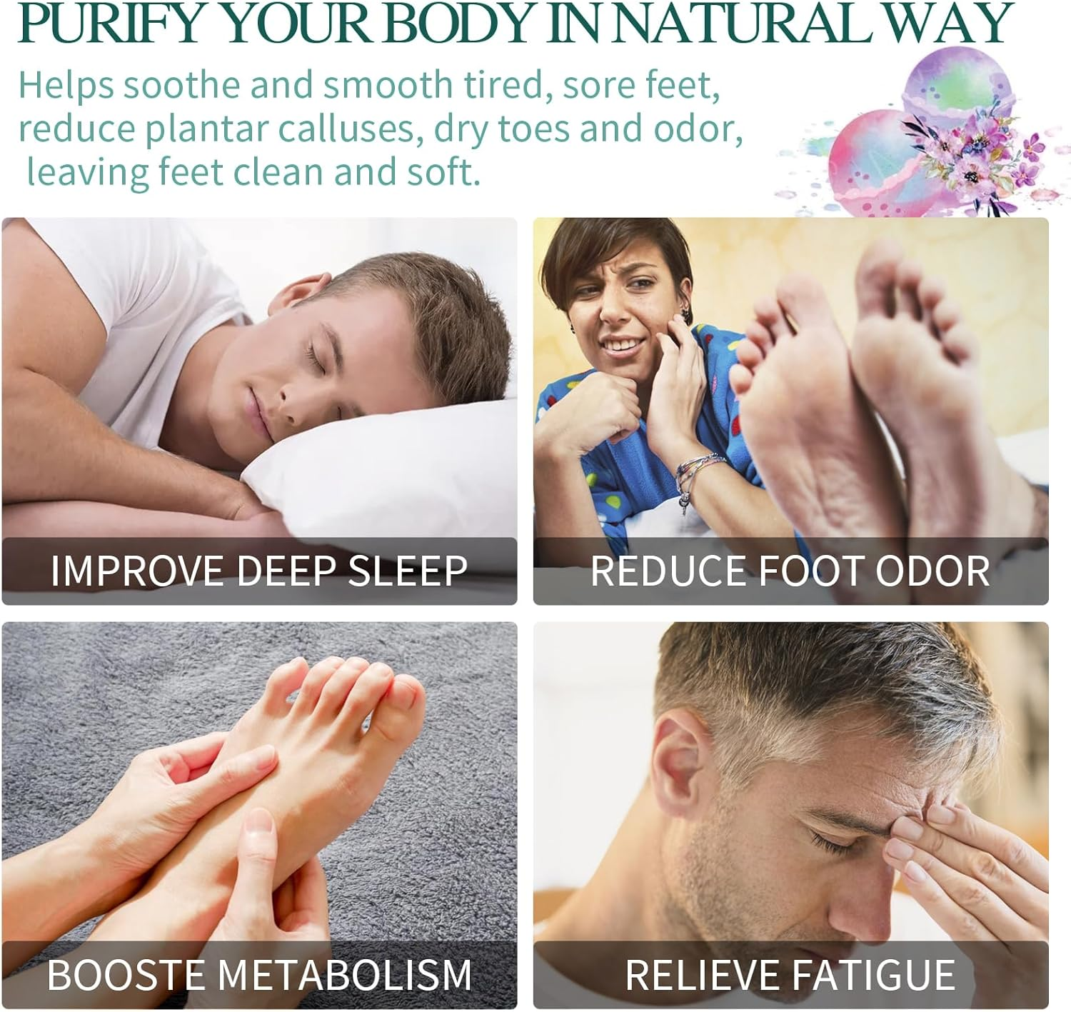Foot Soak Tablets for Tired Feet Relaxation with Sea Salt and Plant Essential Oils Moisturizing Softening Care for Home Spa Bath