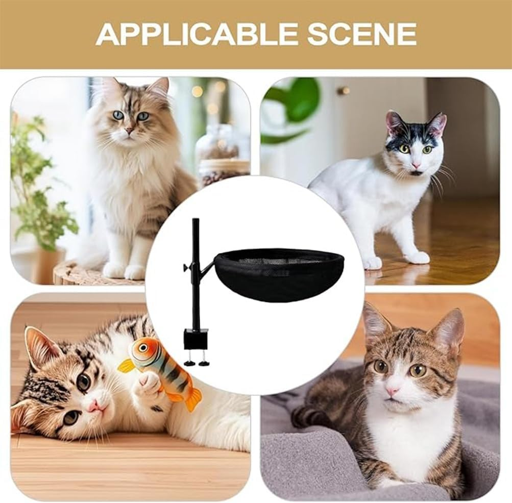 HPAMR Table Cat Bed, Cat Bed Desk Mount, Cats Desk Hammock, Adjustable 360 Rotating Furniture Hammock with Removable Washable Cover, Nest for Game Tables Desktop image number 1
