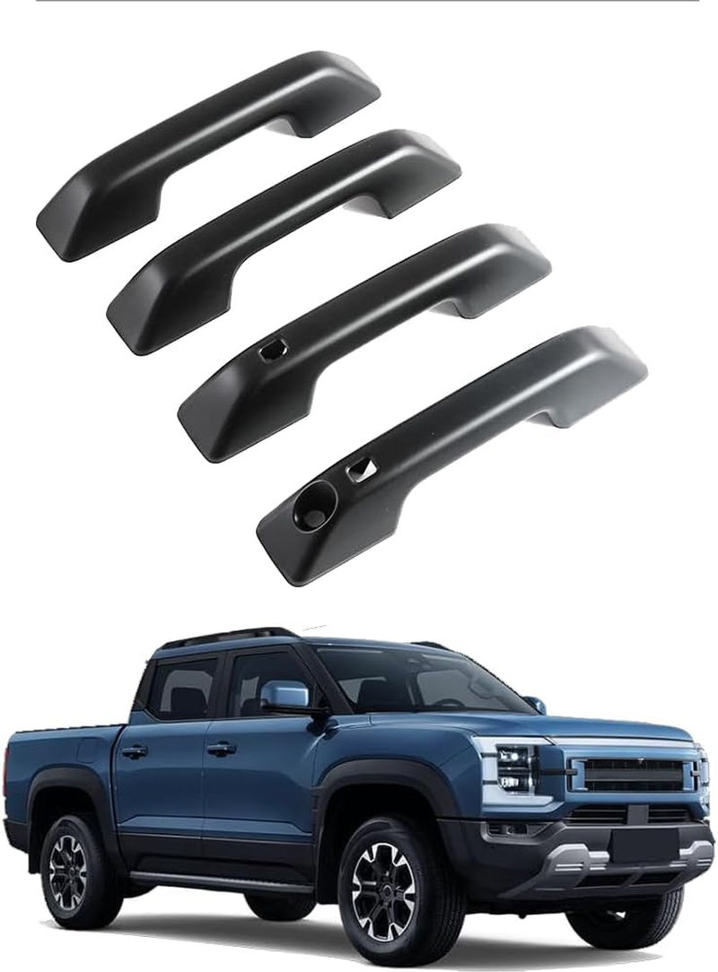 BYD Shark 6 Door Handle Sticker, ABS Material 3M Adhesive, Matte Black/Glossy Black/Carbon Fiber Texture, Exterior Trim Scratch Protection for BYD Shark Accessories (Matt Black)