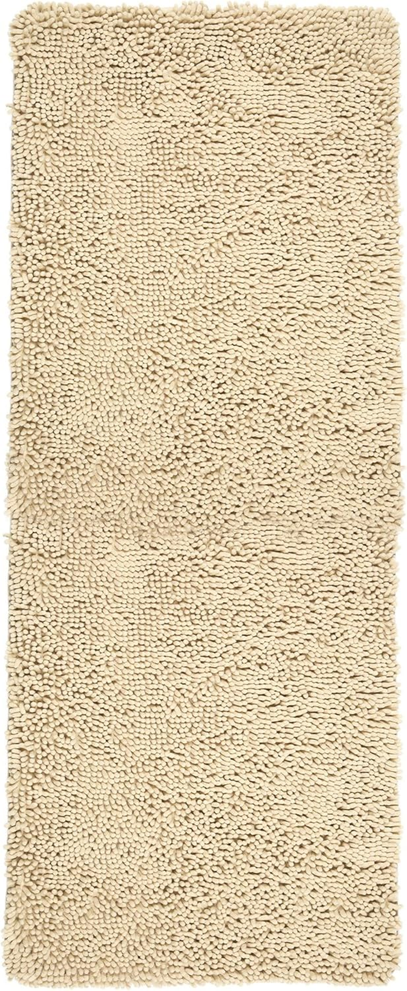 Lavish Home Memory Foam Shag Bath Mat 2-Feet by 5-Feet - Ivory, 24 Inches X 58 Inches X 1.25 Inches