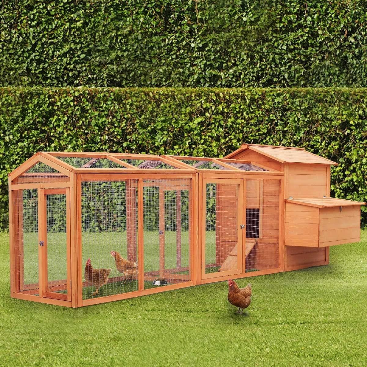 Petscene Chicken Rabbit Coop Wood Hen House Hutch Poultry Cage 284Cm