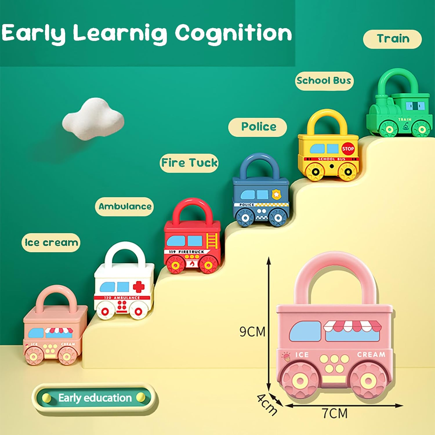 Lock and Key Toys for Toddlers 18 Months+ - Montessori Car Toy Set with Keys, Educational Number & Color Matching Preschool Learning Toys for Boys Girls Ages 1 2 3 4 5 image number 3