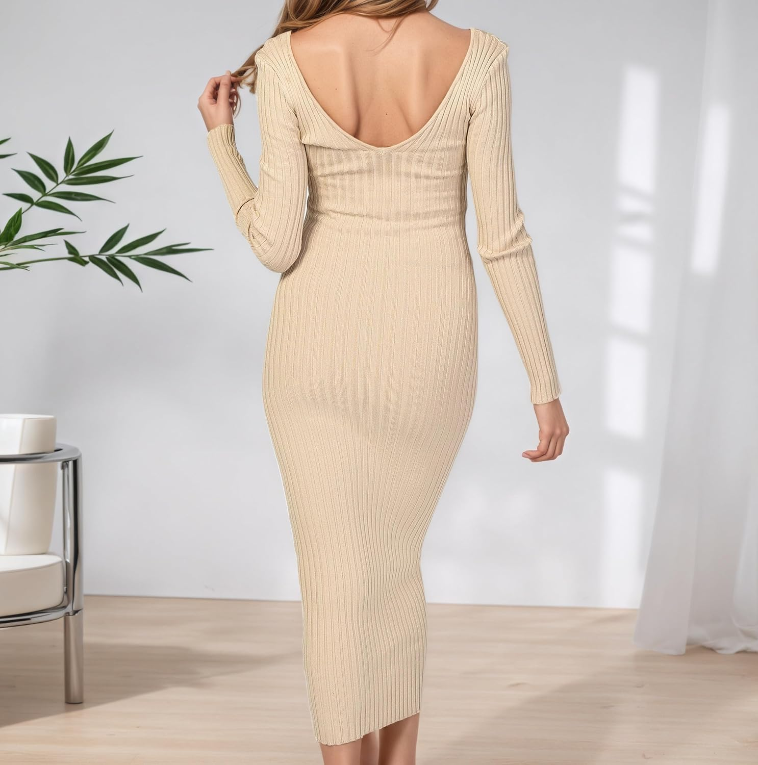Maternity Dress Sexy Slim V-Neck Long Sleeve image number 1