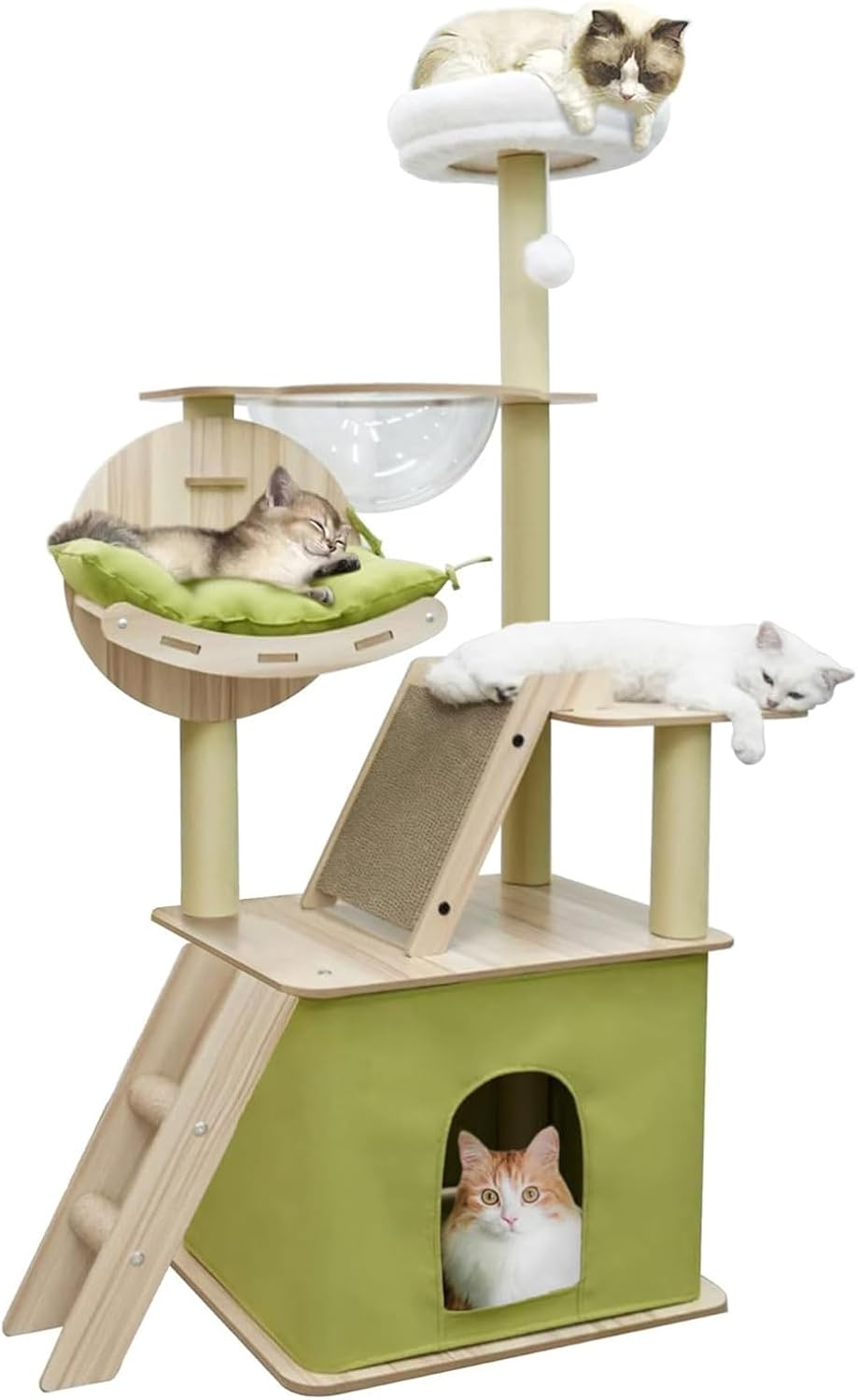 LIODUX Large Cat Tree, 140CM Cat Tower for Cats, Super Spacious Condo, Cat Climbing Frame, Large Cat Nest, Wide Padded Perch Scratching Posts & Pad for Indoor Cats image number 3