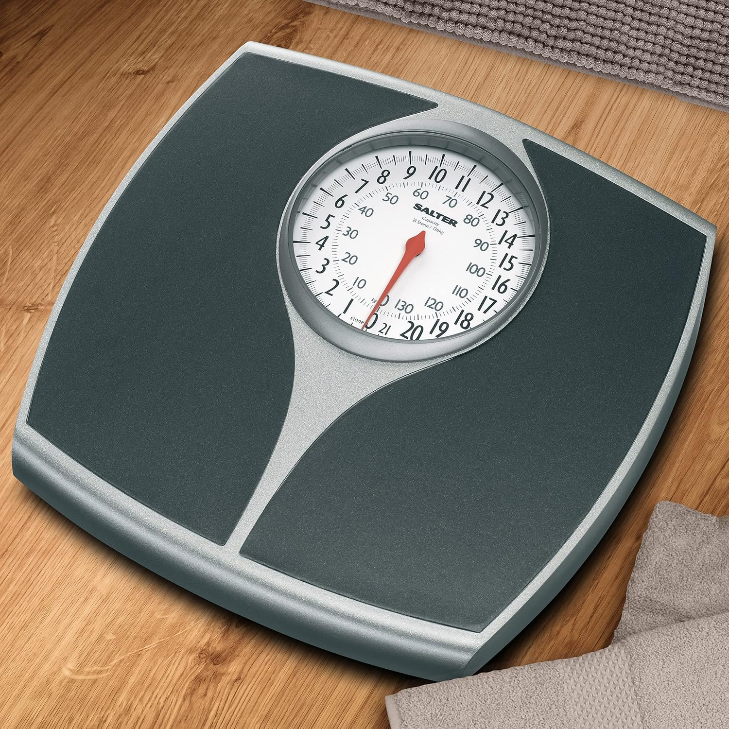 Salter Mechanical Bathroom Scales - Analogue Personal Scale, 136 Kg Max Capacity, Easy to Read Large Display, Non-Slip Platform, Battery-Free, Accurate and Precise Weighing - Kg/St/Lbs image number 1
