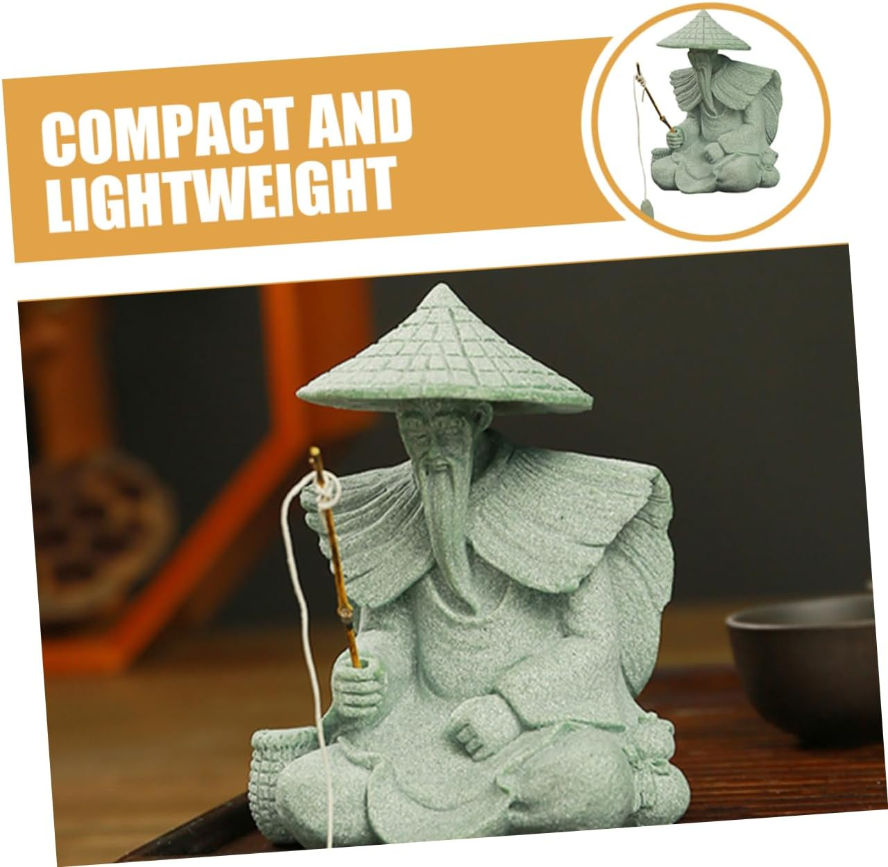 Fish Tank Ornament Fisherman Statue Garden Decor Desktop Ornaments Home Decor image number 2