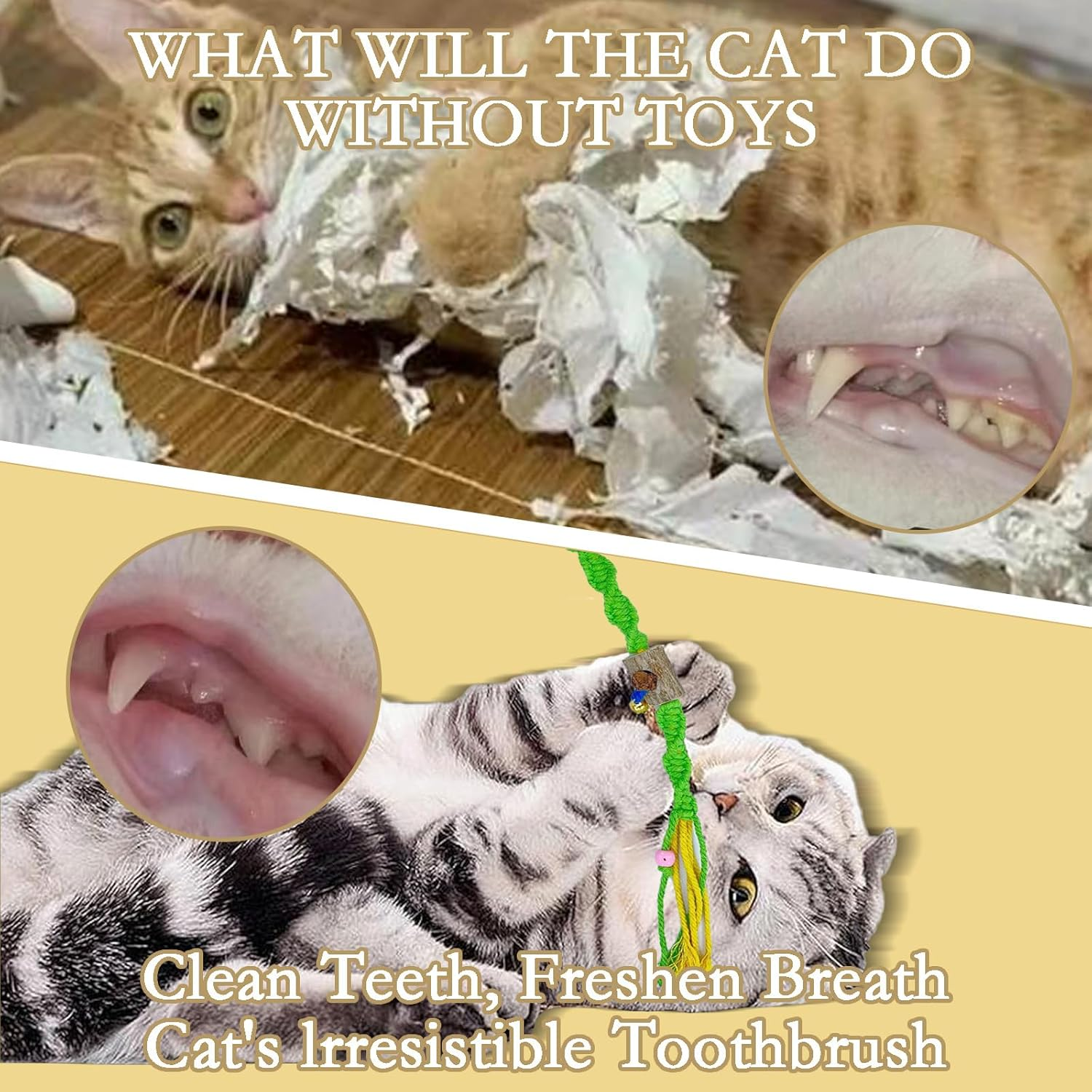 Cat Toys Chew Ropes - 3 Pack Catnip Toys for Teeth Cleaning Large Cat Chew Toys for Teeth Cleaning,Cat Toys with Catnip,Interactive Cat Nip Kicker Toys for Cats Kittens Exercise image number 3