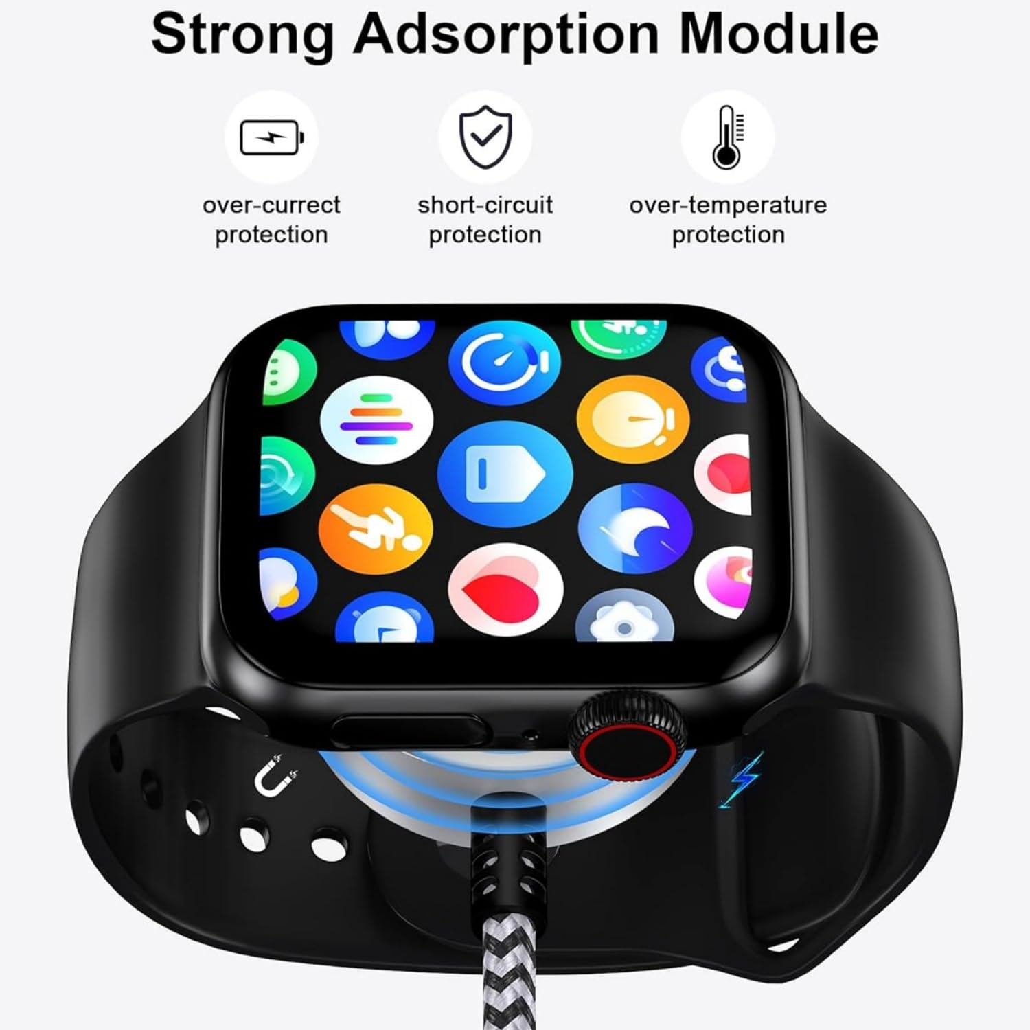 Multi Charging Cable for Iwatch,Magnetic Wireless Charging 4 in 2 Nylon Braided Cord for Multiple Devices, USB C/Micro/Phone Port Compatible with I-Phone 16 15 14/Watch Series 11-1/Pad/Android