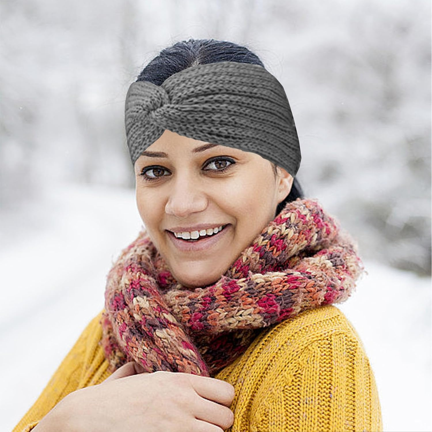 SSKHE Women'S Winter Knit Headband, Warm Winter Versatile Headband, Elastic Knitted Hairband, Pack of 3 image number 1