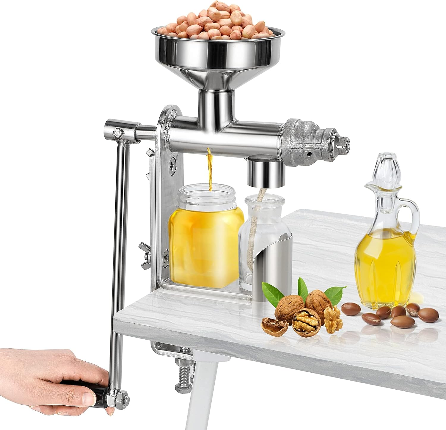 CGOLDENWALL Manual Cold Oil Press Machine Household Oil Extractor Peanut Nuts and Seed Oil Expeller for Physical Press and Continuous Expelling image number 3