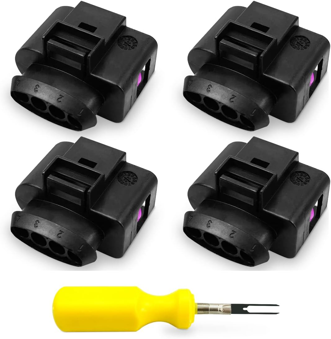 ANODZU 4 Pcs Ignition Coil Connector Repair Kit Fits for VW Passat Tiguan Beetle Golf Jetta AUDI A3 A4 A5 A6 Q7 TT R8, Harness Plug Replace 4B0973724 4B0-973-724 image number 1