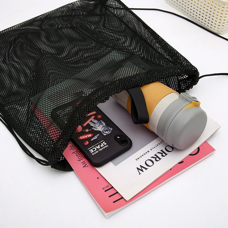 Mesh Bag Drawstring Storage Backpack Mesh Beach Bag Mesh Gym Bag Heavy-Duty Sport Equipment Storage Bag for Beaching Swimming Gym Shopping Outdoor (40 * 45Cm) image number 1
