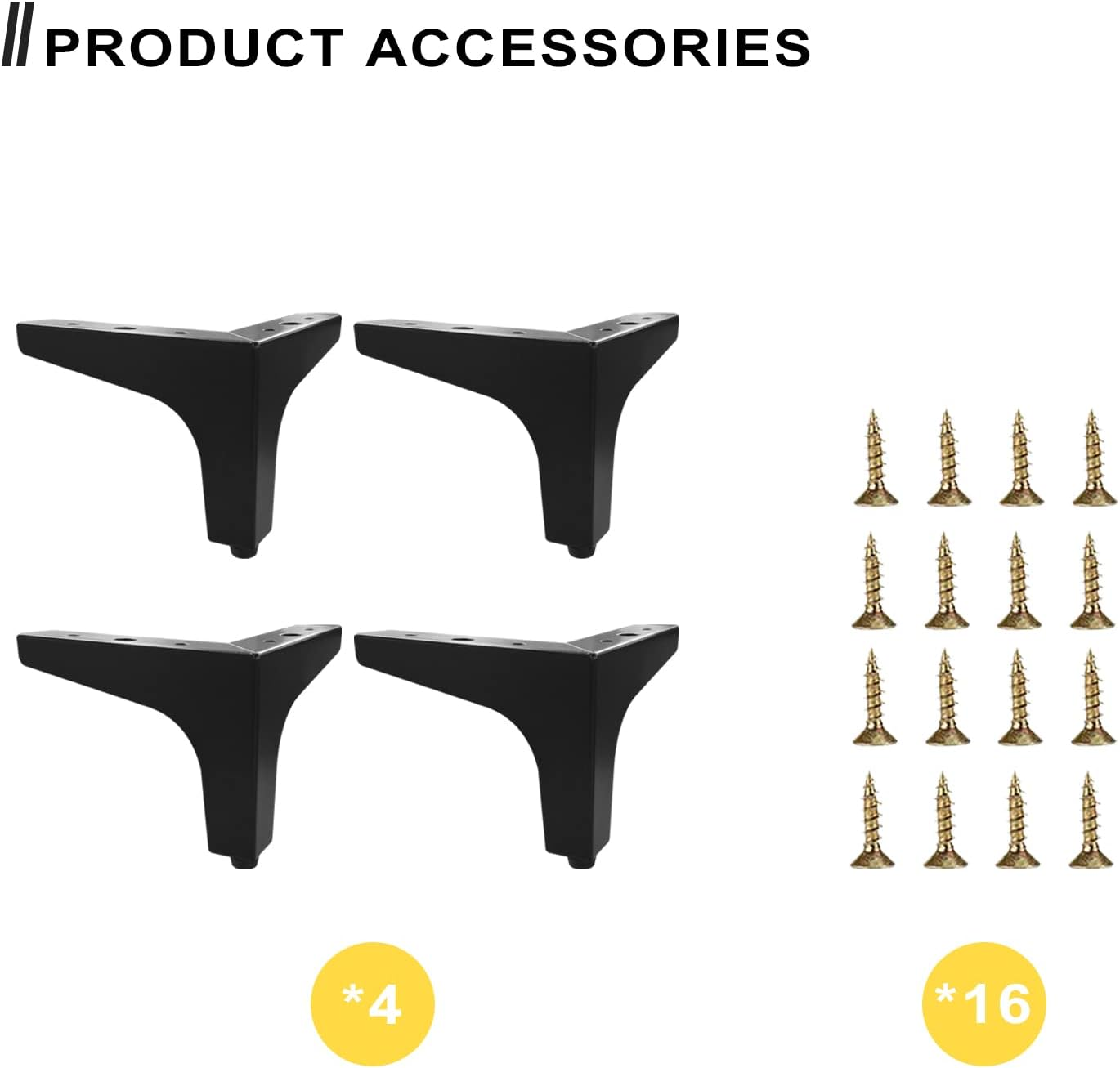 4 Inch Metal Furniture Legs Set of 4 - Cabinet, Couch, Dresser Feet - Modern Style Sofa Replacement Legs for Cupboard, Chair Risers - Black DIY image number 6