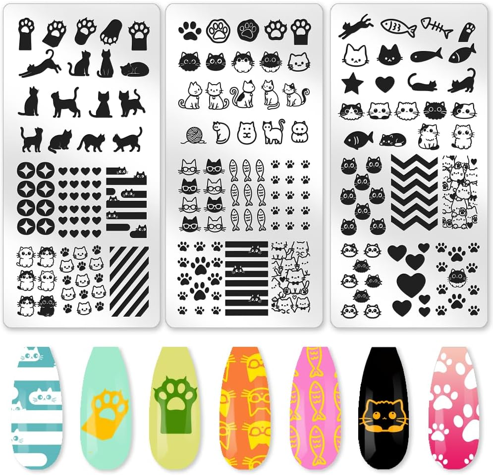 Benikmake 3Pcs Flame Nail Stamping Plate Nail Printing Stainless Stencil for Manicure Salon Fire Element 6X12Cm 2.36X4.7Inch