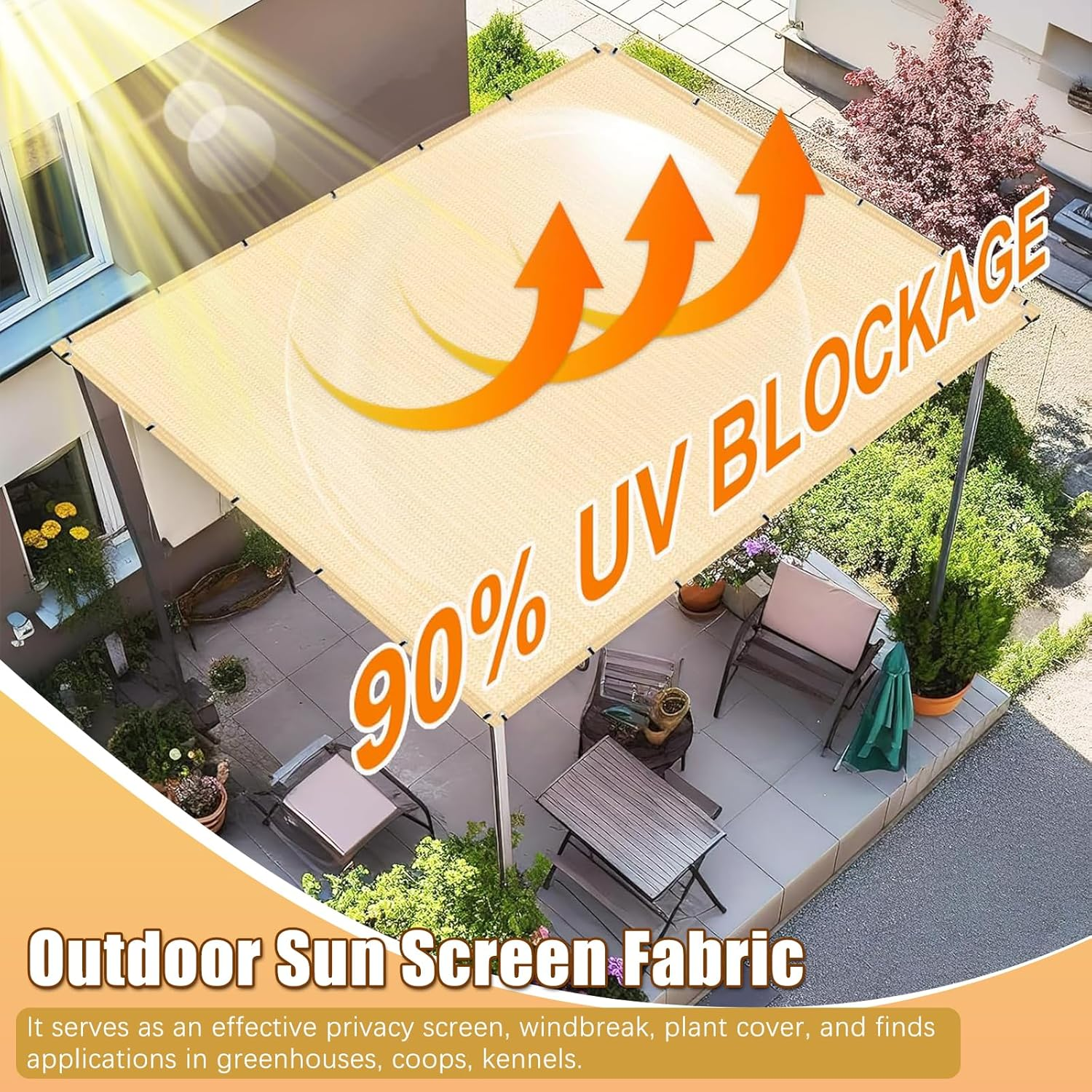 LIODUX Sun Shade Cloth, 185 GSM Permeable Fabric, 90% UV Protection Pergola Shade Cover, Durable Garden Sunshade Tarp Cover for Greenhouse, Plant Cover, Chicken Coop, Patio, Pergola (5 X 6 Meter) image number 1