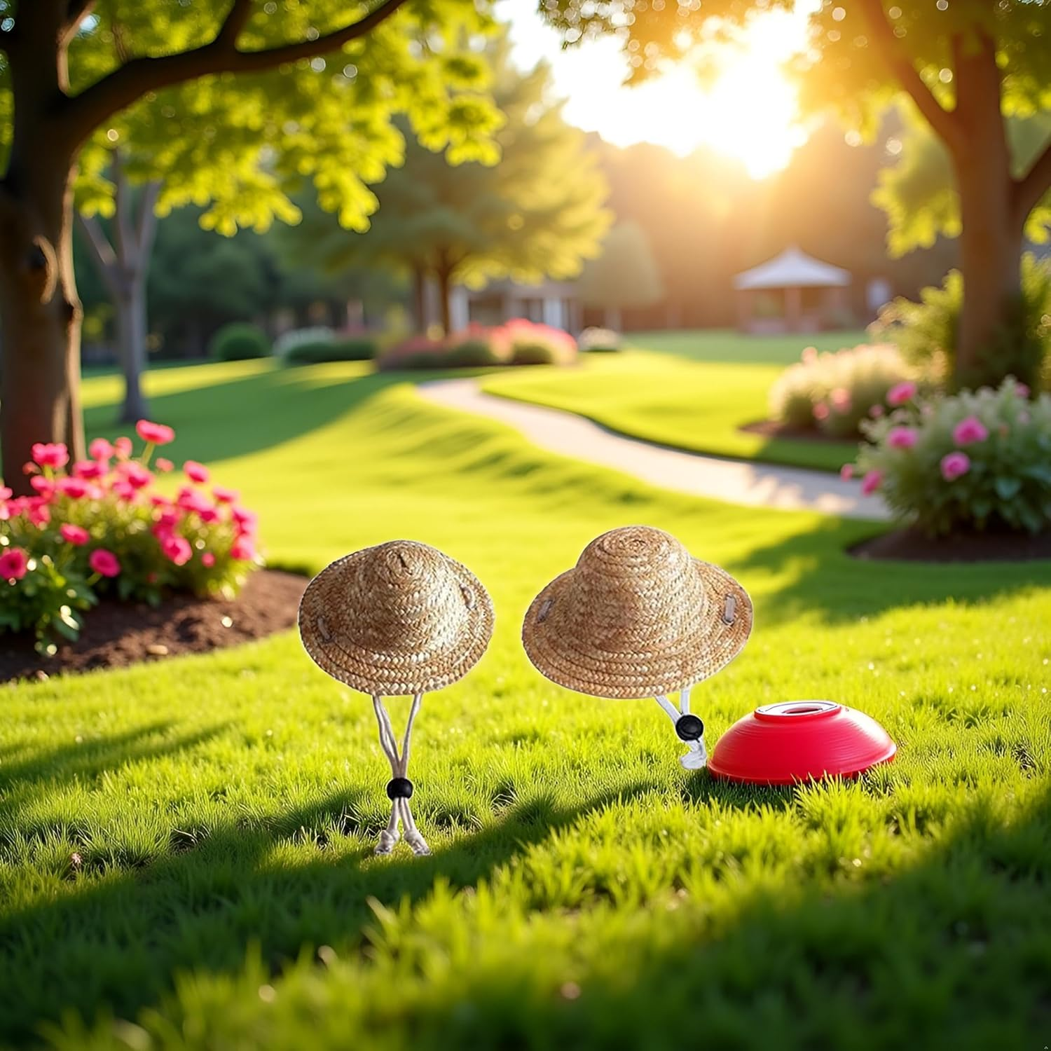 Novelty Summer Adjustable Pet Dog Outdoor Straw Hat Puppy Small Kitty Cat Sunhats Dog Hat image number 2