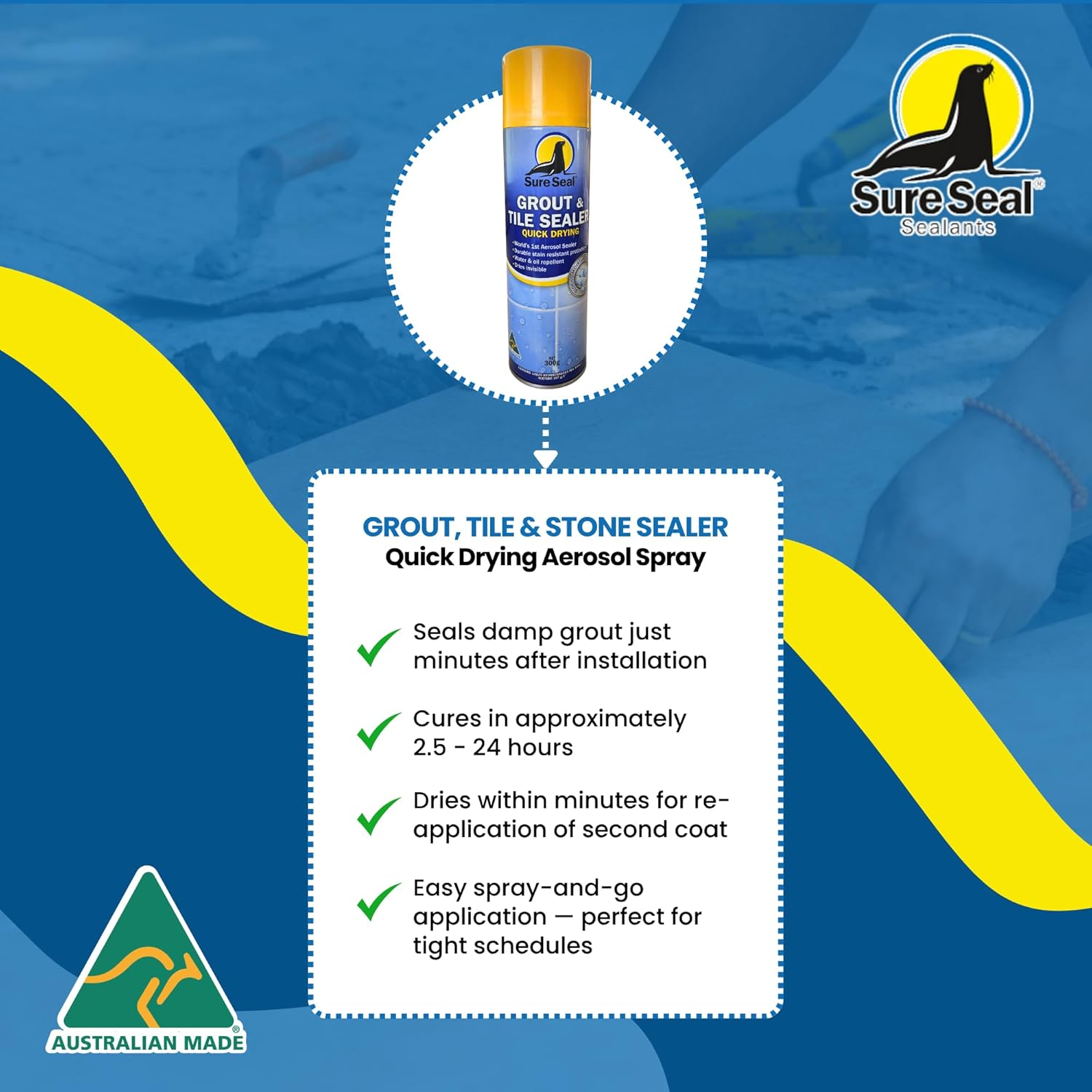 Sure Seal Quick Drying Grout Tile Spray 300 G image number 1