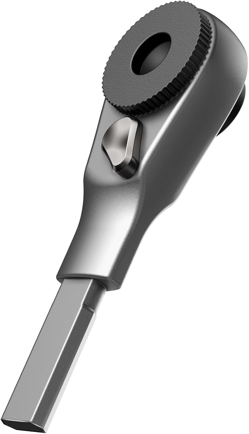 GALVANOX Flat-End Ratchet Driver Designed for Leatherman Models - Compatible with Multi-Tool Flat Bit Kits and Standard 1/4" Hex Bits (Brushed Steel) image number 2