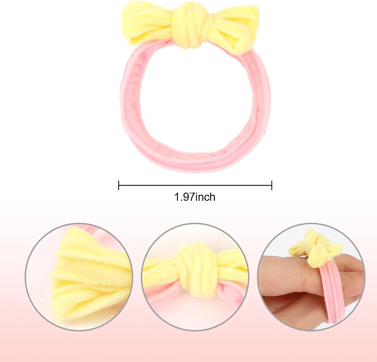 20 Thick Hair Rings with Candy Coloured Hair Bows image number 5