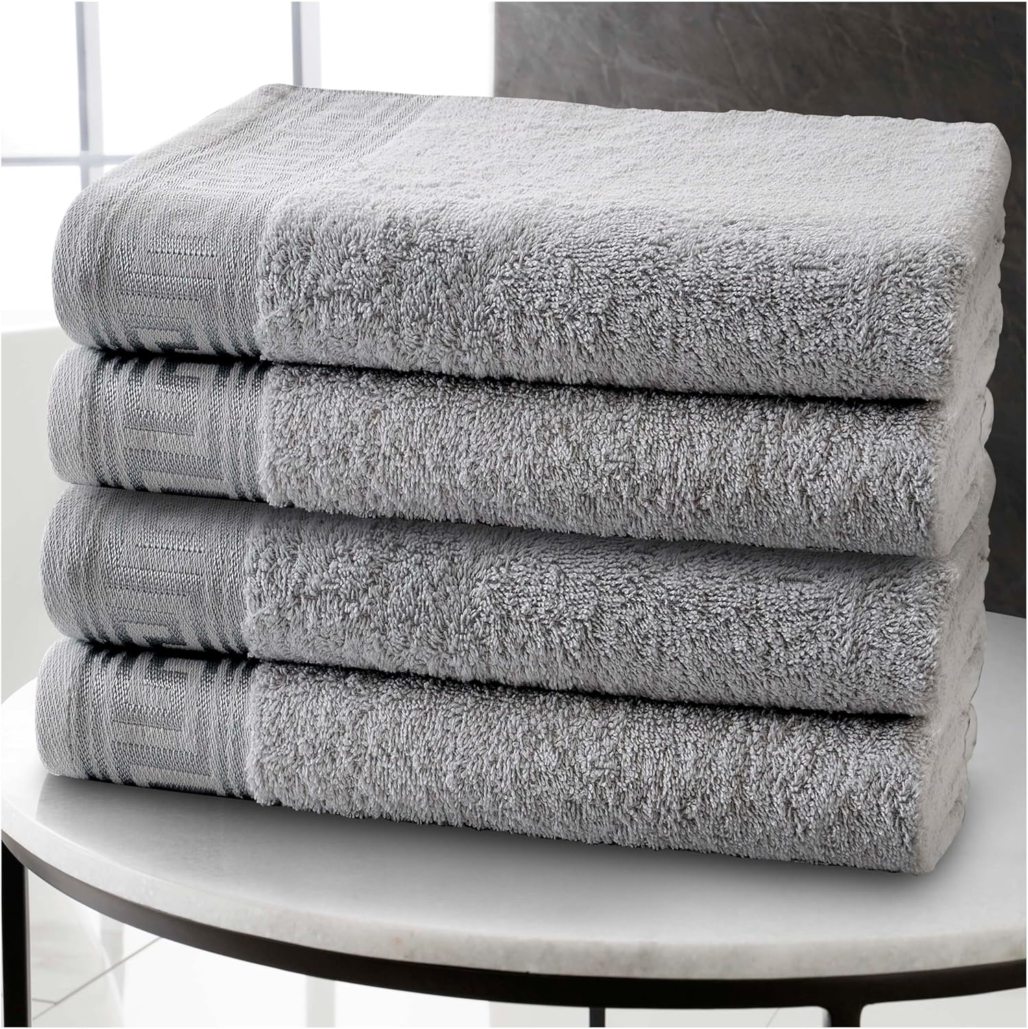 GC GAVENO CAVAILIA Extra Large Bath Sheet 500 GSM - 2 Pack Ringspun Cotton Towel for Bathroom - Highly Absorbent Towel Set - Washable Greek Towels - Black - 80X170