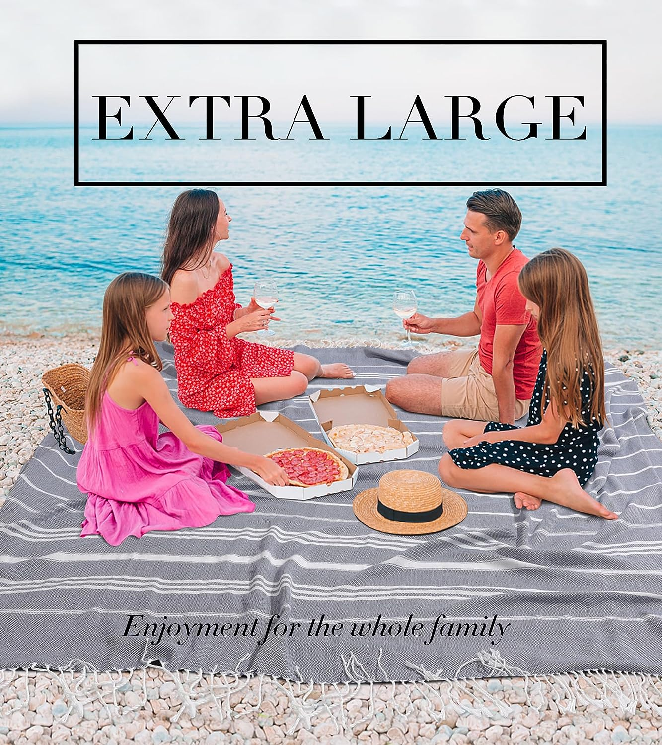 Giant Turkish Beach Towel Blanket Extra Large Boho Throw Blanket Jumbo Fast Drying Soft Thin Sandless Compact Oversized No Sand Repellent anti Resistant Repels Sandfree Chamois Women Men Adult Gifts image number 5