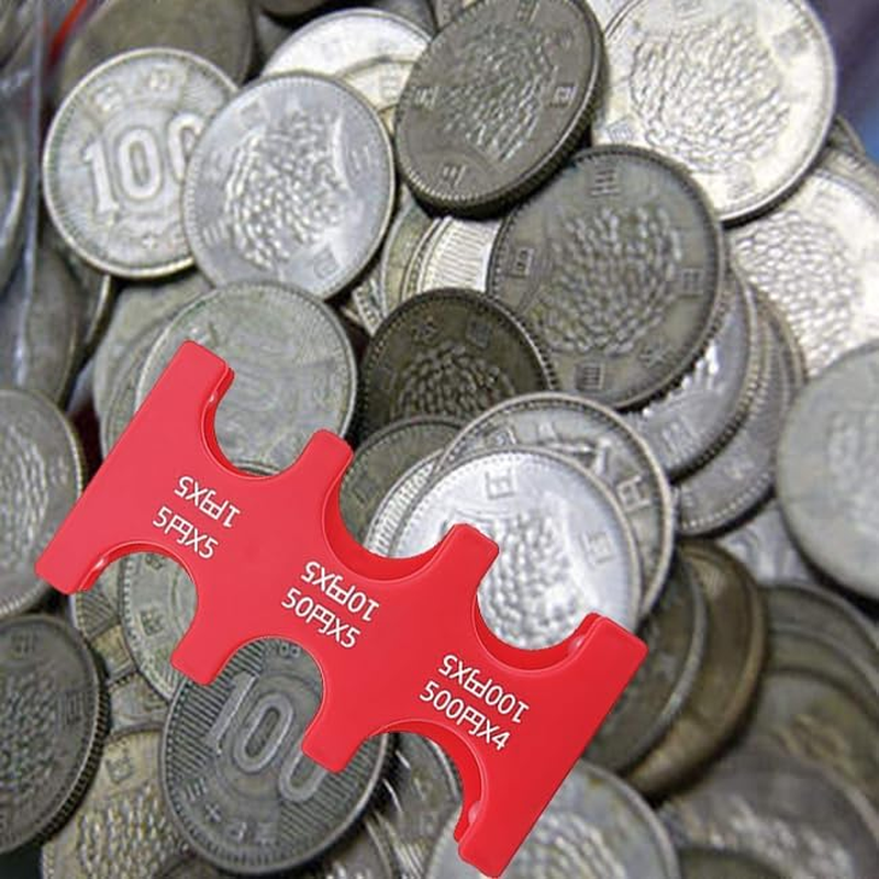 Limcryspp 4-Piece Portable Japanese Yen Coin Storage Box, 6 Slots, Space-Saving, Coin Organizing and Storage Box, Reusable Coin Distributor, Suitable for Shopping and Travel