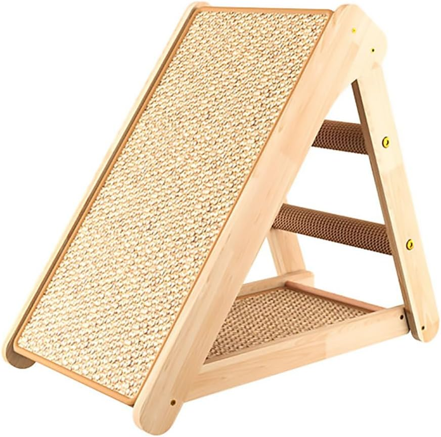 AIMALL Wooden Cat Scratching Board with Sisal Pad, 19.3X10.2X17.7In Wear-Resistant Cat Climbing Frame and Nest, Space-Saving Natural Wood Colour Interactive Cat Toy for Indoor Cats image number 4