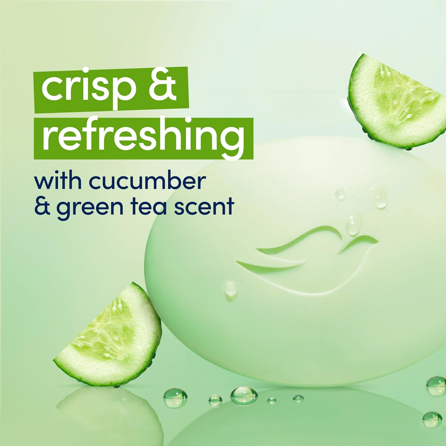 Dove Beauty Bar Soap Cool Moisture Cucumber & Green Tea Scent, 8 Bars for Refreshed Skin, Leaves Skin Refreshed 3.75 Oz image number 5