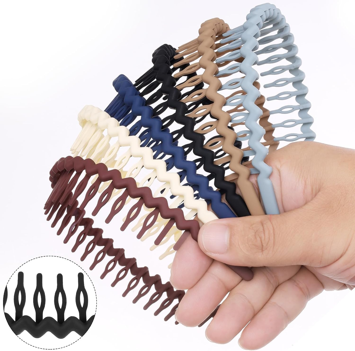 Plastic Headbands with Teeth Headbands, 10Pcs Thin Plastic Headbands with Teeth Thin Non-Slip Headband DIY Hair Bands ,Plastic Headbands with Teeth Skinny Headbands,Plastic Headbands Thin Hair Bands,Color B image number 5