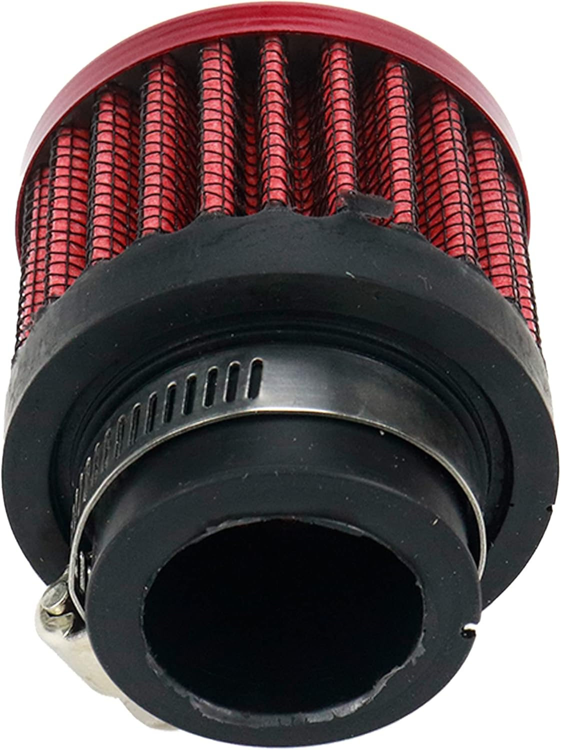 Modengzhe 24Mm Inlet Air Filter Replacement 21-38Mm Hose Clamp Cylindrical Air Mesh for Car Motorcycle ATV Cold Air Intake Modification (Red)