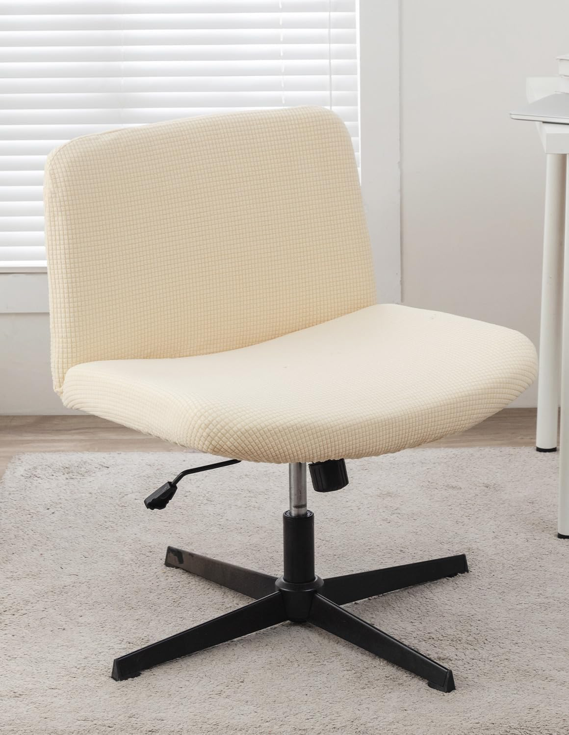 Lavishcover Armless Chair Cover Office Desk Chair Cover, Waterproof and Elastic Criss Cross Chair Cover, Exquisite Vanity Chair Cover, Mid Back Wide Seat Accent Chair Covers(Cream,Corn,Just the Cover) image number 1