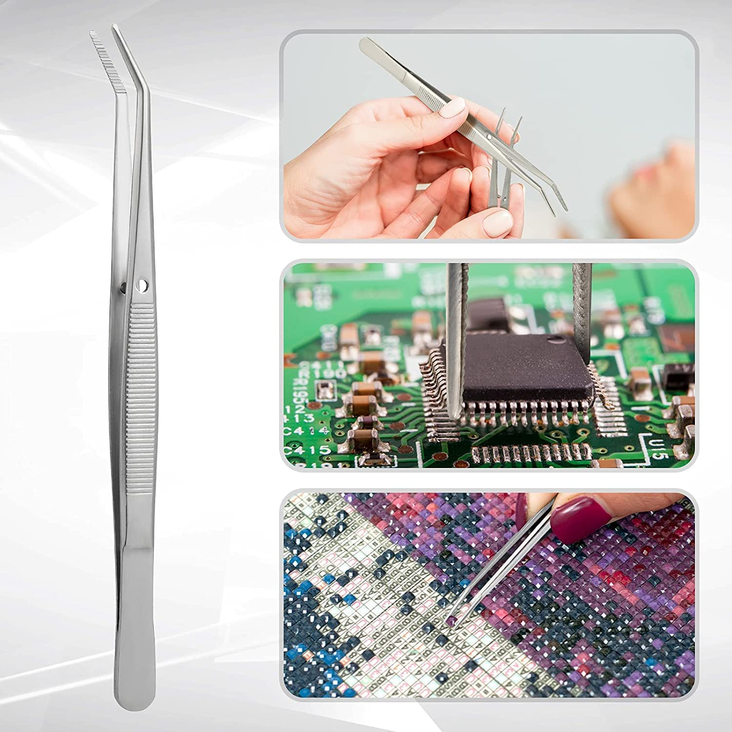 Dental Instruments London College Tweezers &ndash; Stainless Steel Tweezer with Curved Tip (15 Cm) &ndash; by DMX INTL (Pack of 2) image number 5