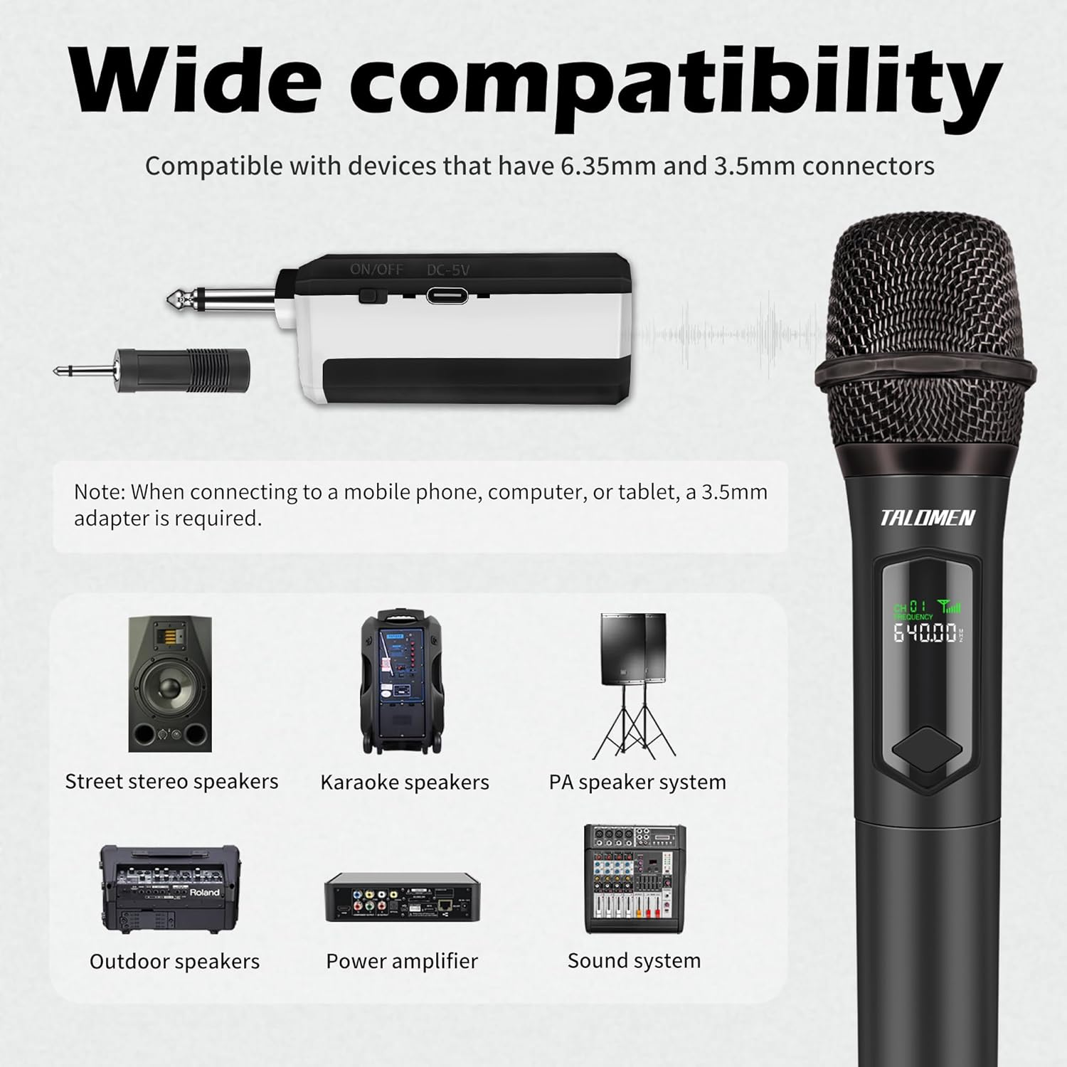 Wireless Microphone,2.4G Handheld Cordless Dynamic Microphone System with Rechargeable Receiver,Professional Karaoke Microphone,160 Ft,For Karaoke Singing,Wedding,Dj,Party,Church,K60-1,Black image number 2