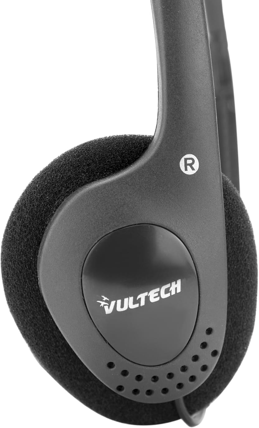 Vultech Headphones with Microphone HS-01 Rev 2.2, Dual Jack 3.5MM + Adapter