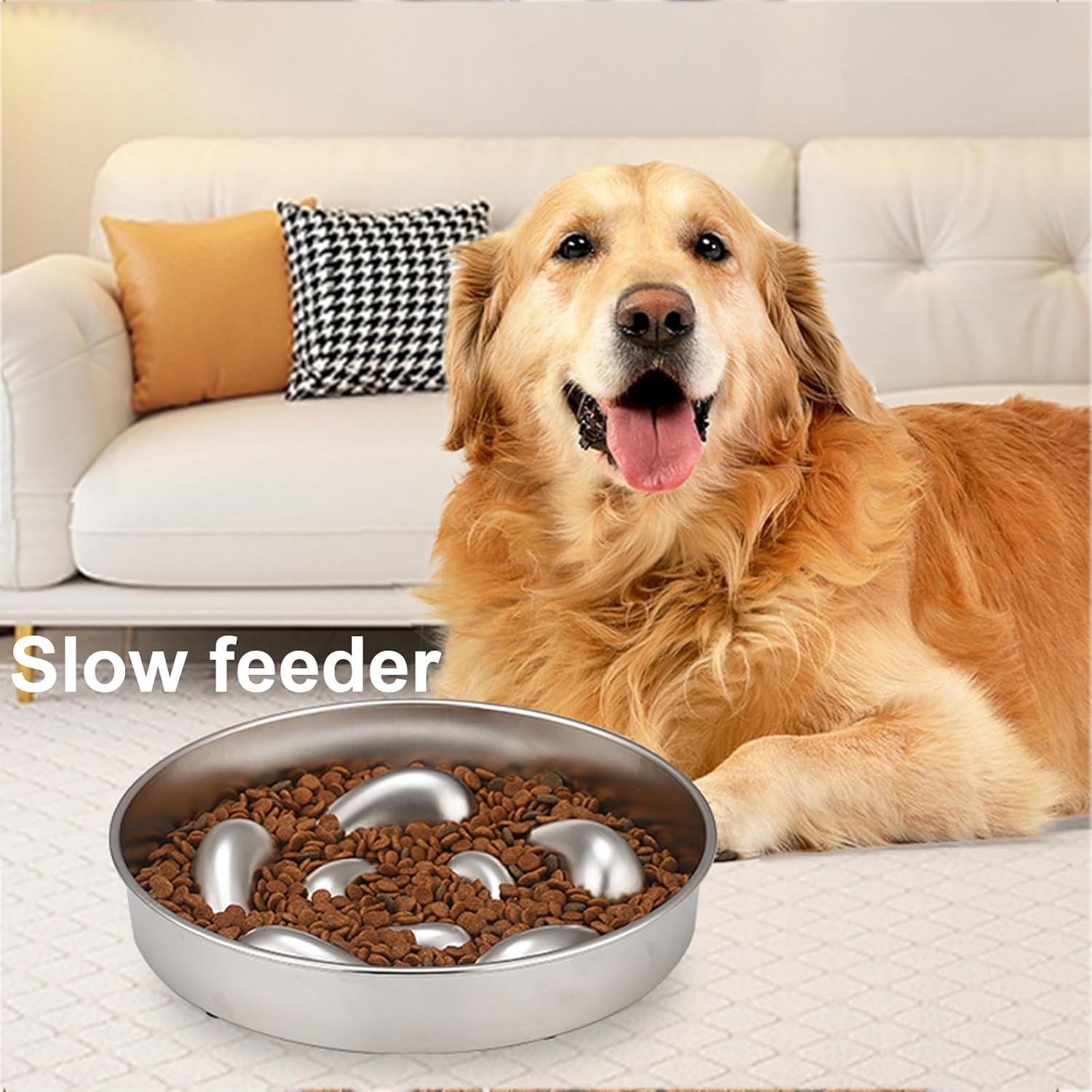 Slow Feeder Dog Bowl Stainless Steel, Metal Slow Feeder Dog Bowl for Dog Slow Eating image number 5