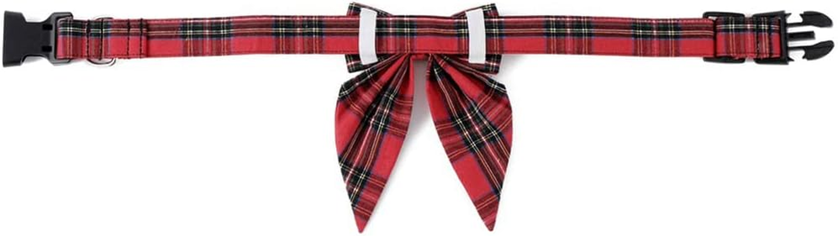 FUNAT Christmas Dog Collar with Bow Tie, Large Dog Pet Collar Dog Bowtie Big Swallowtail Knot, Classic Plaid Dog Christmas Collar with Buckle image number 2