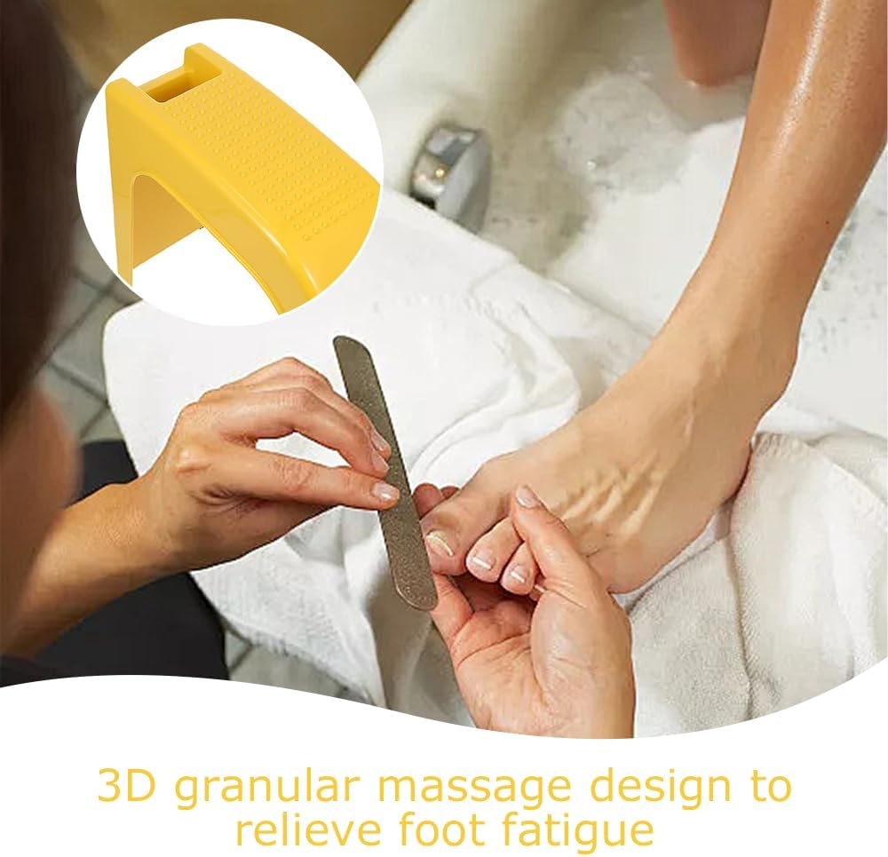 Shower Foot Rest,Pedicure Stool,Pedicure Foot Rest Stand,Household Stool,For Home,Bathroom,Dormitory,Apartment for Pedicure, Manicure, Nail Art, Nail Clipping (Yellow) - White image number 2