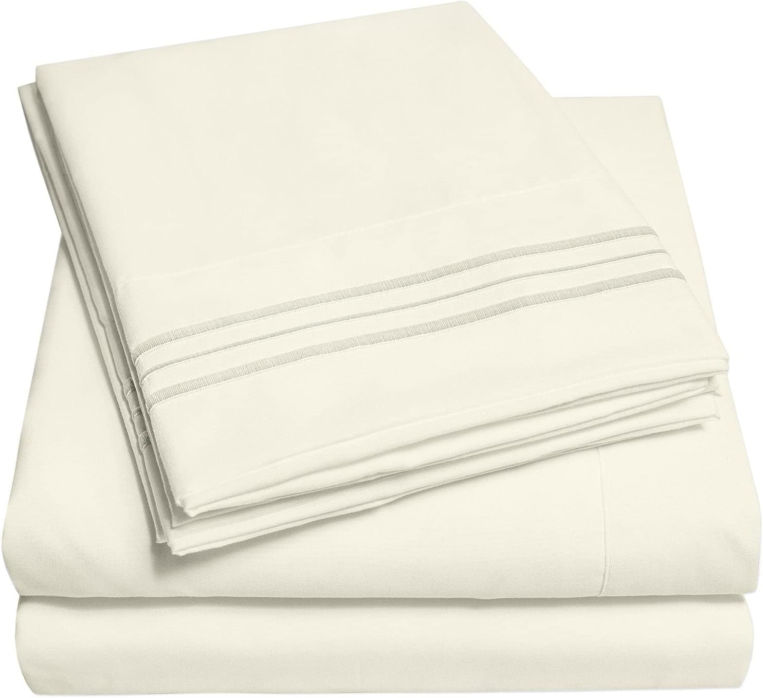 California King Sheet Sets - Breathable Luxury Sheets with Full Elastic & Secure Corner Straps Built in - 1800 Supreme Collection Cal King Deep Pocket Bedding Set, Sheet Set, California King, Ivory