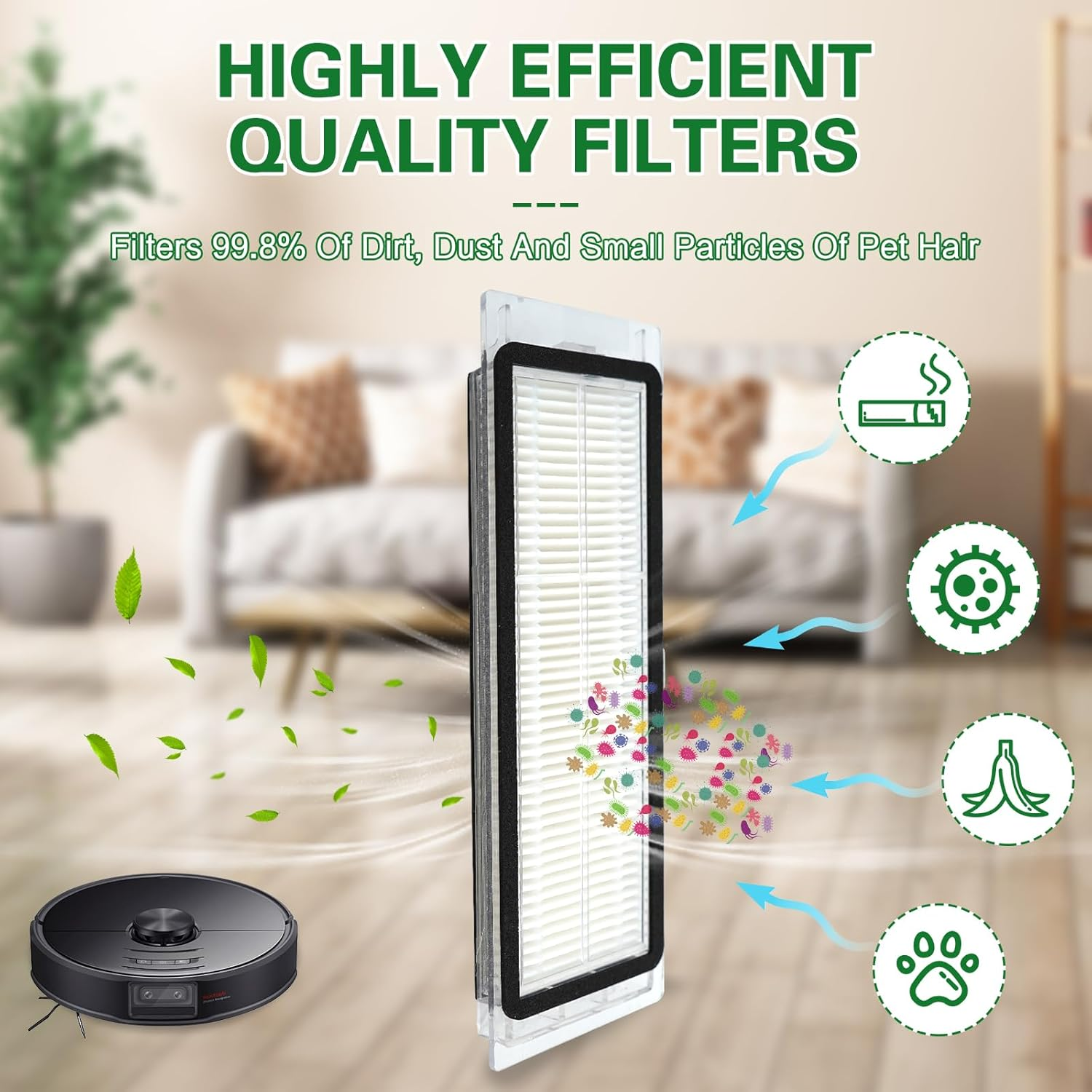 YBVABE Accessories for Roborock S6 Pure, S6 Maxv, S6,S5 MAX,S5,S4 Max,E4,E5,E2 Parts&ndash; 14Pack Replacement Kit, Includes 4 Mop Pads, 2 HEPA Filters, 4 Side Brushes, 1 Roller Brush& 2 Clean Brush image number 6