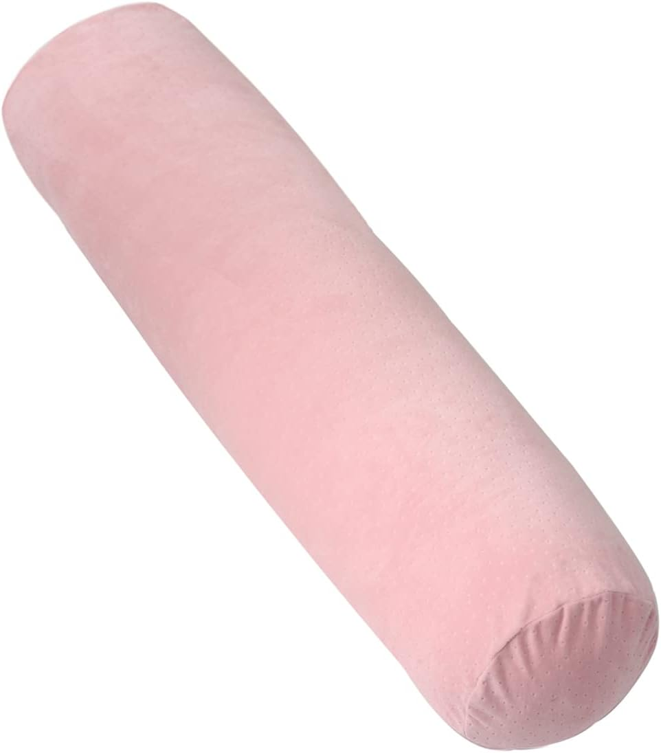 Body Pillow for Adults, Bolster Pillow with Removable Velour Cover, Long round Roll Cylinder Pillow for Bed, 47" X 7.87", Pink image number 1