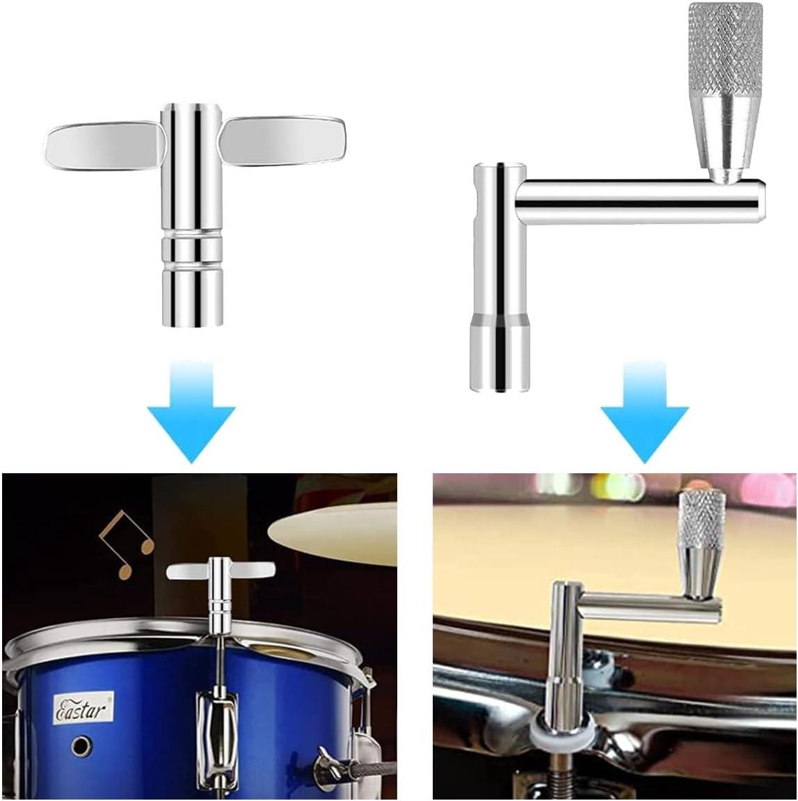 Drum Keys,Tuoyi 3 Packs Universal Drum Key Tuner,Chrome-Plated Steel Drum Tuning Key with Continuous Standard Motion Speed Key image number 4