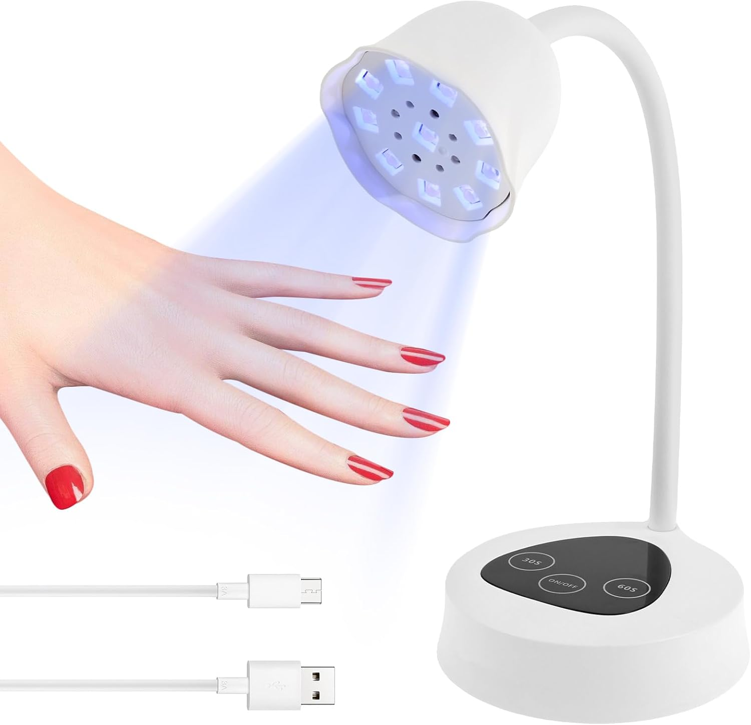 Gel Nail Lamp with 360&deg; Adjustable Hose Arm, Auto Sensor Gooseneck, DIY Nail Tip Lamp, Portable Mini Light for Home DIY Manicure image number 5