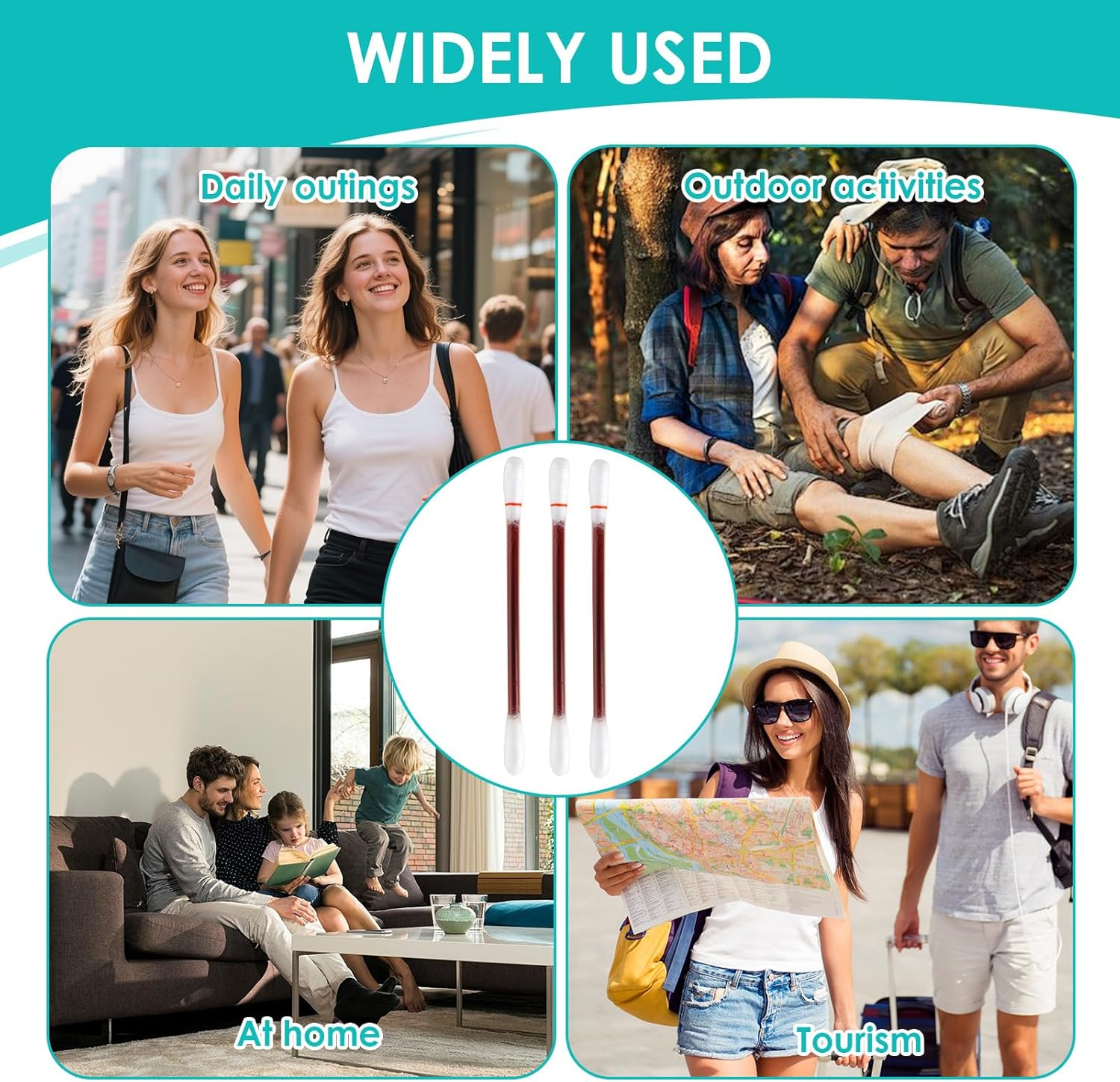 120 Pcs Iodine Swabs, Iodophor Cotton Tips, Individually Wrapped, Skin Disinfection Wound Care Nose Cleaning, Travel Outdoor Essential - Antiseptic Cotton Buds Daily Hygiene Use